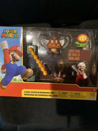 Nintendo Mario Lava Castle Diorama Play Set 2.  5 " Figure