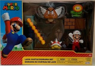 Nintendo Mario Lava Castle Diorama Play Set 2.  5 " Figure Jakks