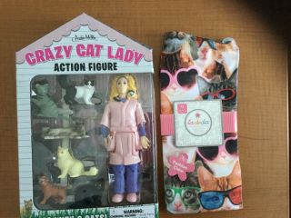 White Elephant Gift Crazy Cat Lady Action Figure 6 Cats And Cat Socks