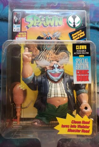 Todd Mcfarlane Spawn Clown Head Violator Action Figure With Comic Book