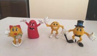 Vtg Pac - Man Collectable Arcade Figures | Set Of 4 | 1982 Coleco | Blinky | Bride