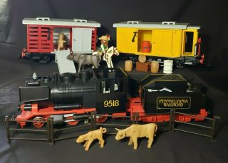 Vintage Playmobil Steam Freight Train Set 4029,  Figures Rare Lgb