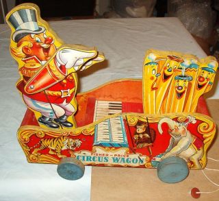 Early 1942 Fisher Price Circus Wagon Pull Toy Rare
