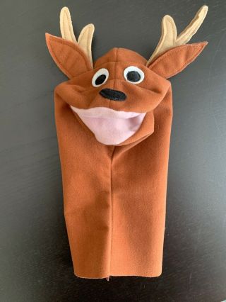 Vintage Baby Einstein Brown Reindeer Hand Puppet Play Plush Holiday Discontinued