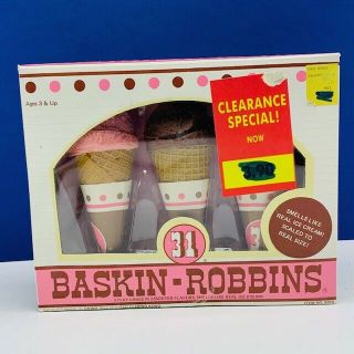 Baskin Robbins Toy Food Ice Cream Cones 1987 Pack 3 Set Stranger Things Vtg Box