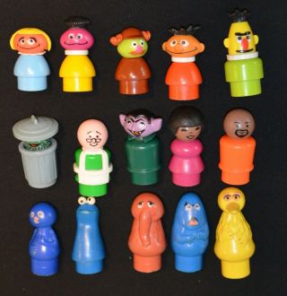 Vintage Fisher Price Sesame Street Little People Complete Set Of 15 Snuffy Herry