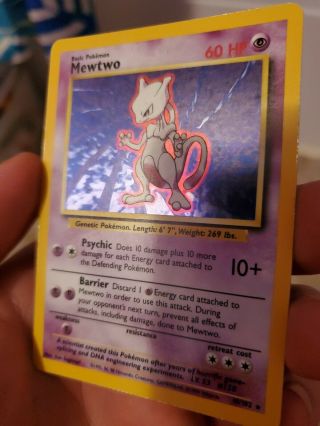 Shadowless Mewtwo 10/102 - Base Set Pokemon Card PLAYED - LP 3