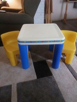 Vintage Little Tikes Table And Chairs Set Ages 2 - 6 Years Child Size Chunky.