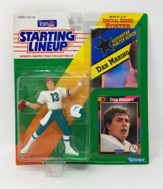 1992 Kenner Starting Lineup Dan Marino Figure & Card Slu Dolphins Football