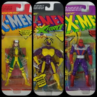 3 1994 X - Men/force Senyaka Rogue Killspree Toy Biz Action Figures Moc