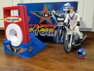 Evel Knievel Stunt Cycle Launcher And Figurine 1998 Playing Mantis Very Good