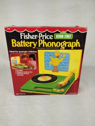 Vintage 1983 Fisher - Price Sesame Street Record Player Phonograph W/records