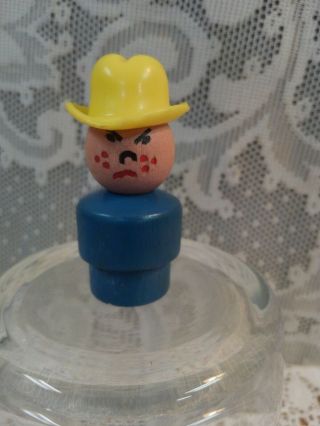 Vintage Wooden Fisher Price Little People Freckles Angry Cowboy Boy