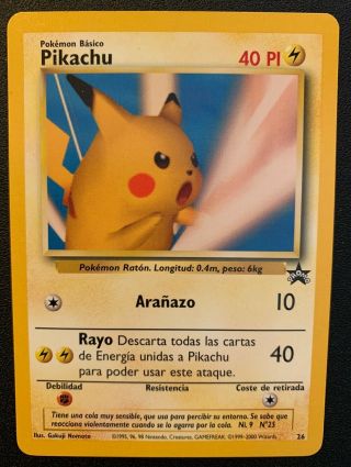 Rare Near Pokémon Spanish Pikachu Snap Black Star Promo Card 26 2001 Wotc