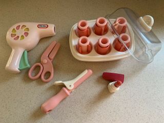Little Tikes Beauty Salon Hair Dryer,  Curling Iron,  Curlers & Scissors And File