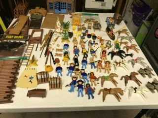 Vintage Playmobile Western Fort Bravo 3773 And American Indians 3733 And 3731
