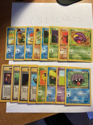 Complete 1st Edition Pokemon Fossil 16 - Card Common Set/62,  Trainers Nm