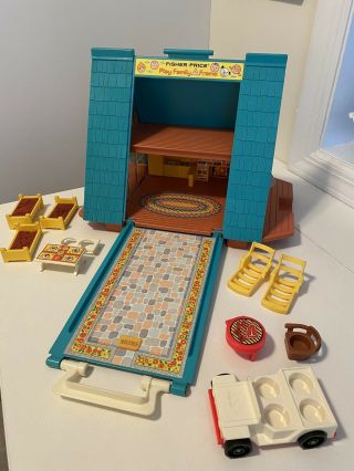 Vintage Fisher Price A Frame House 990 W/ Accessories Box