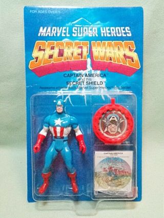 Mattel Marvel Captain America Action Figure And Secret Shield Card 1984
