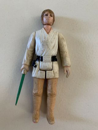 1977 Kenner Star Wars Luke Skywalker Brown Hair Green Saber Action Figure Loose