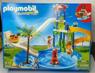 Playmobil Water Park With Slides - 6669 Swimming Pool Summer Fun Limited Ed Set
