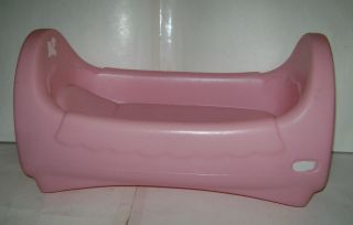 Vintage Pink Little Tikes Doll Cradle Rocking Bed Fits American Girl Baby Rare