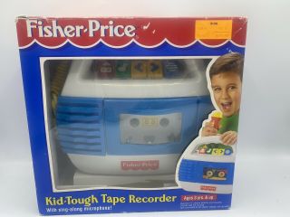 Vintage Fisher Price Kid Tough Tape Recorder With Microphone