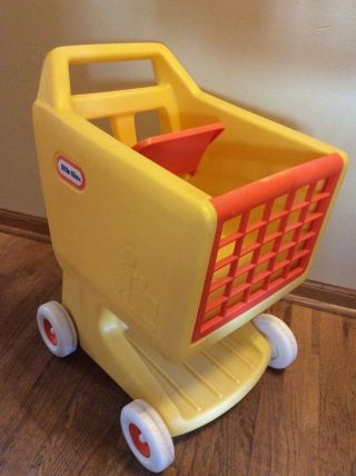 Little Tikes Vintage Yellow Grocery Shopping Cart Child Size Pretend Play
