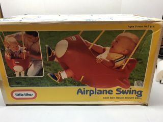 Vintage Little Tikes Red Airplane Bucket Swing Tree Porch 4310 - 00 1993