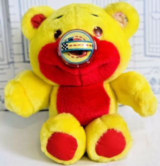 Playskool Nosy Hotrod Plush Nosey Bears Race Car Teddy Yellow Vintage Doll 1987