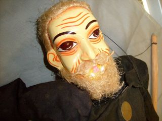 Old Beard Man With Dress Marionette Puppet 18 Inch Doll / Play Theater Prop