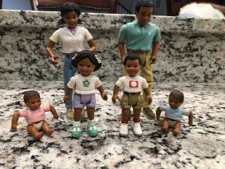 Vintage Fisher Price African American Dollhouse Loving Family Of 6