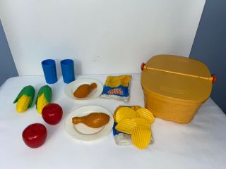 Vintage Fisher Price Fun With Food Pack A Picnic Basket Complete Chips & Corn