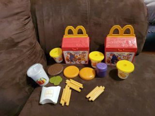 2 Vintage 1989 Mcdonalds Fisher Price Happy Meal Lunch Box,  Hamburger & Fries Ect