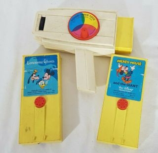 Vintage Fisher - Price Movie Viewer With 3 Classic Film Cartridges 1970s Mickey