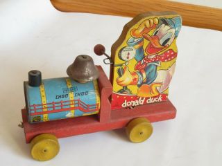 Fisher Price Disney Donald Duck Choo Choo 450 Wooden Pull Toy 1941
