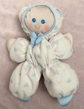 Vintage Fisher Price Slumber Babies Soft Doll Blue / White Plush 80’s