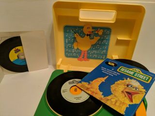 Vintage Sesame Street Record Player With 3 Records