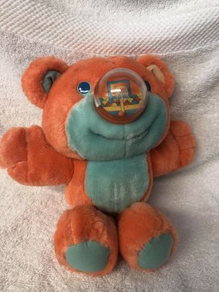Playskool Nosy Bear Orange Blue Plush Basketball Hoop Game Nose 1987