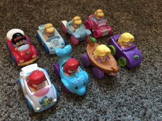 Fisher Price Little People Disney Princess Wheelies Cars Set Of 8 Cond