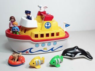 Vintage Playmobil 1.  2.  3.  - Take Along Cruise Ship 6957 Playset - Complete