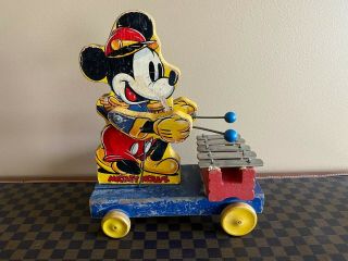 Vintage Fisher Price 798 Mickey Mouse Xylophone - 1939 - Old Litho Version
