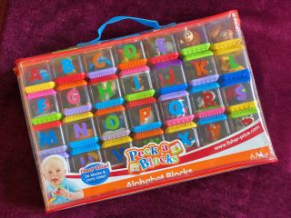Fisher Price Alphabet Peek A Boo Blocks Complete A - Z 26,  2 Extra With Case