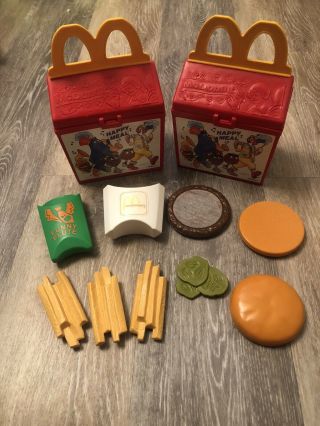 Vintage Rare 1989 Fisher Price Mcdonalds Fun With Food Happy Meal Set