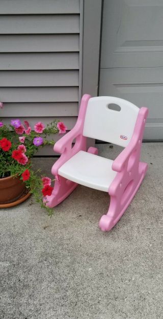 Vintage Little Tikes Victorian Rocking Chair Pink White Rocker Child Size Rare