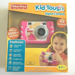 Fisher Price Kid Tough Pink Digital Camera 4x Zoom Stores 2000 Plus Photos
