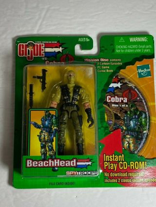 2003 Gi Joe Vs Cobra Spy Troops Moc 3.  75 " Beachhead Figure W/ Mission Disc 1