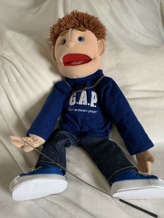 Large 30 " Sunny & Co Puppet Ventriloquist Boy Jeans Full Body With Stick