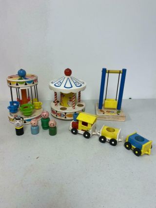 Vintage Fisher Price Little People Amusement Park Chair Ride Merry - Go - Round