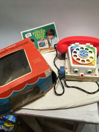 1964 Vintage Fisher Price Chatter Telephone W/box And Booklet Everything